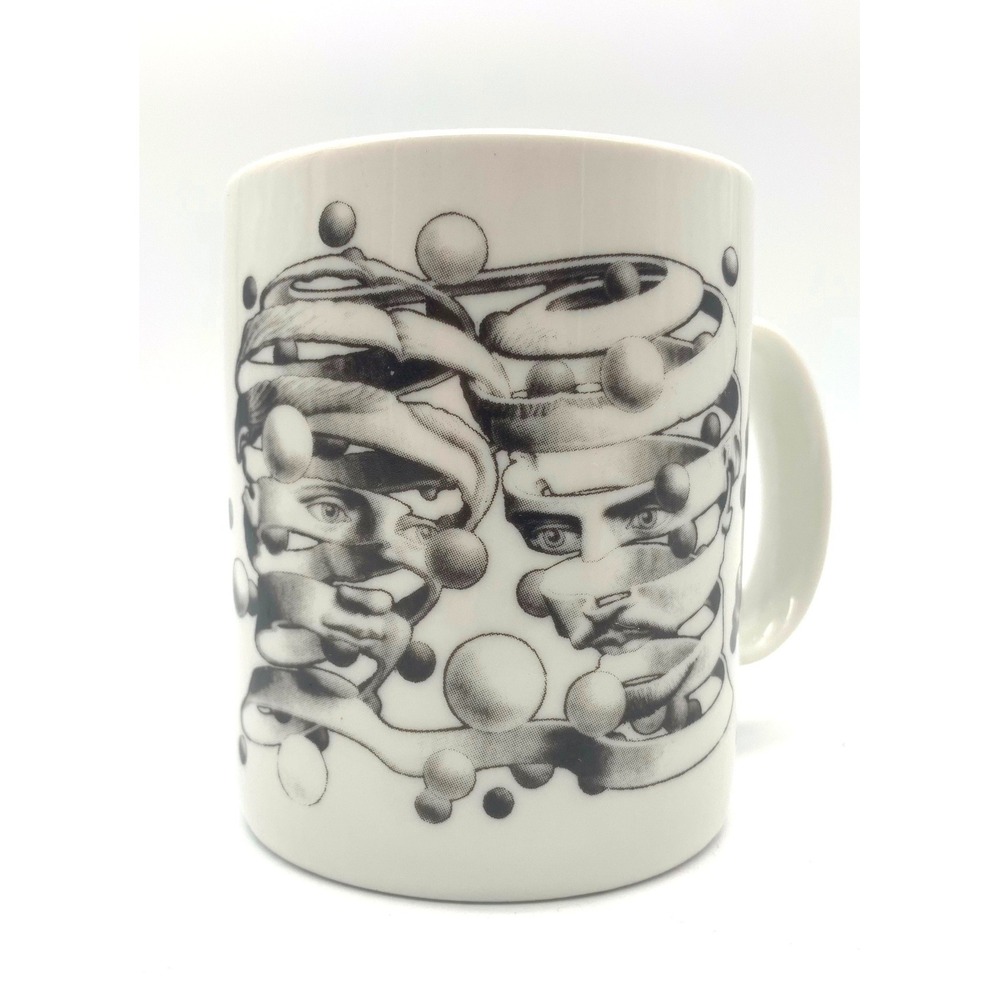 Andazia M.C. Escher Mug White Bond of Union Surrealist Art Vintage‎ 1991 Ceramic